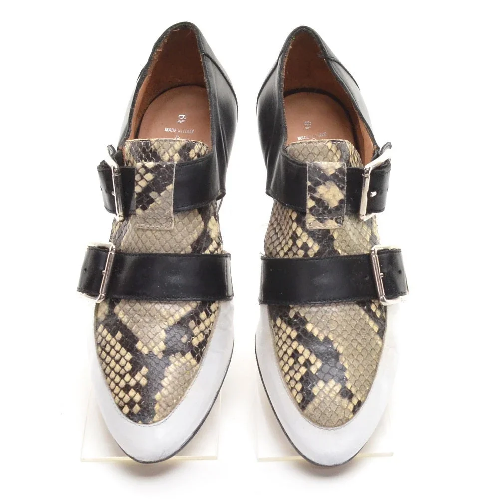 Aquatalia Lynn Snake Buckle Pointed Toe Pumps 6.5 M